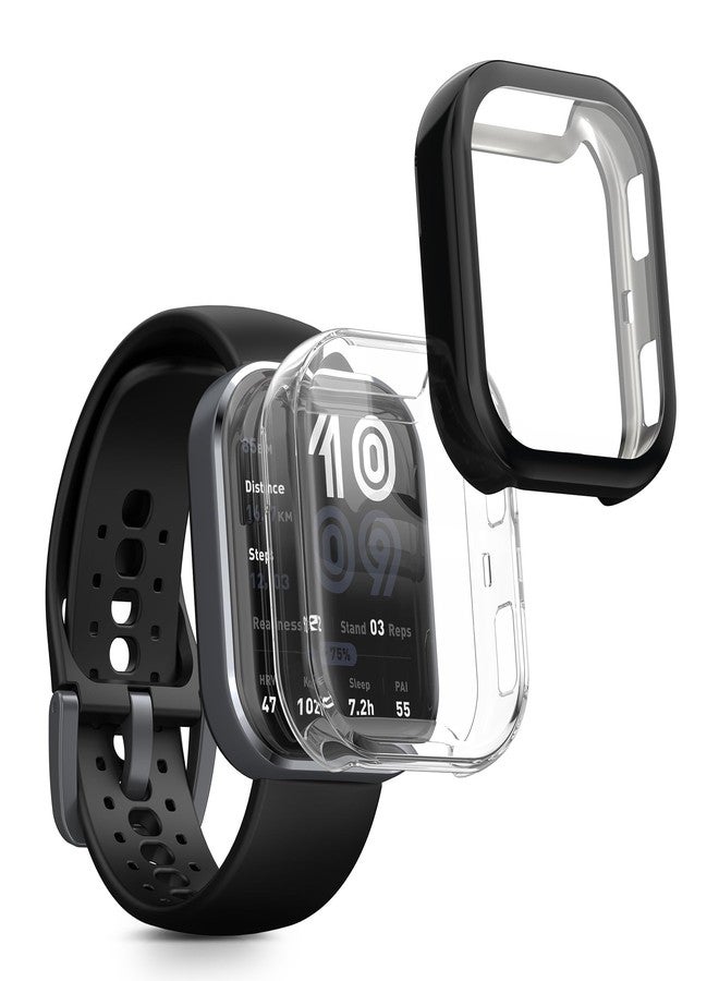 كي دابليو موبايل جراب kwmobile متوافق مع جراب Amazfit Bip 6 - غطاءان من السيليكون الحراري المرن (TPU) لتتبع اللياقة البدنية - أسود/شفاف - Image 1