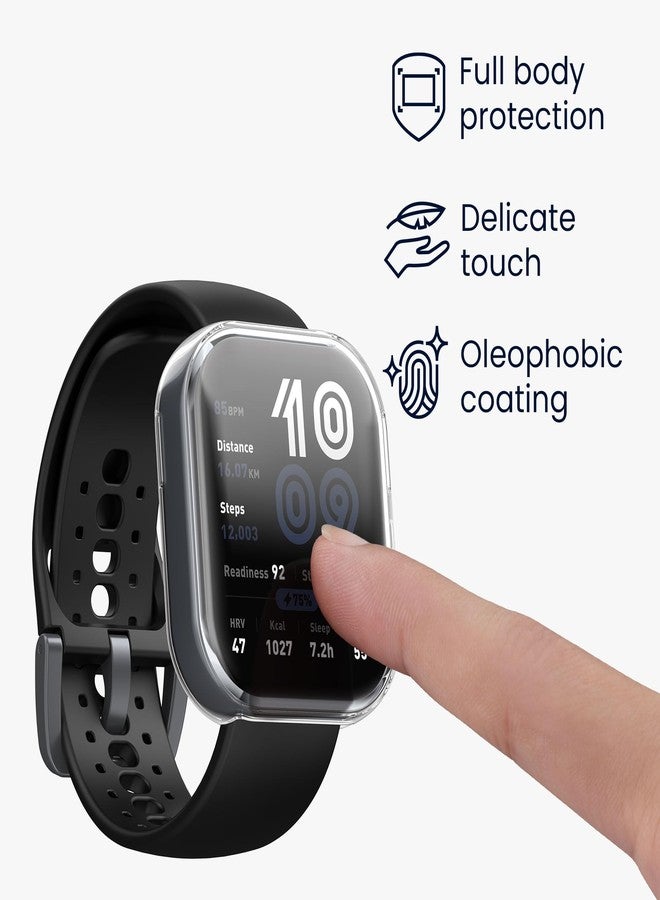 كي دابليو موبايل جراب kwmobile متوافق مع جراب Amazfit Bip 6 - غطاءان من السيليكون الحراري المرن (TPU) لتتبع اللياقة البدنية - أسود/شفاف - Image 3
