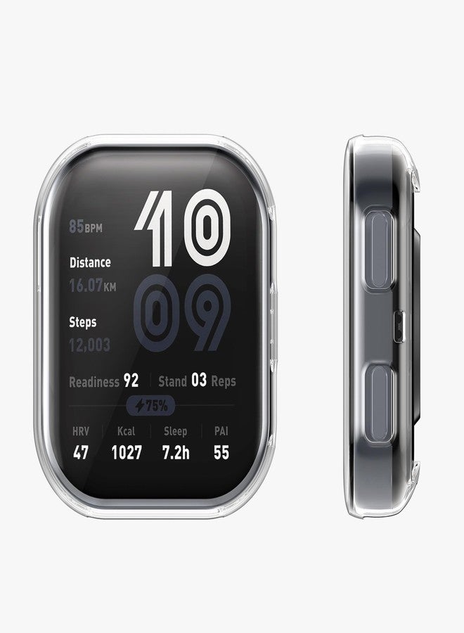كي دابليو موبايل جراب kwmobile متوافق مع جراب Amazfit Bip 6 - غطاءان من السيليكون الحراري المرن (TPU) لتتبع اللياقة البدنية - أسود/شفاف - Image 5