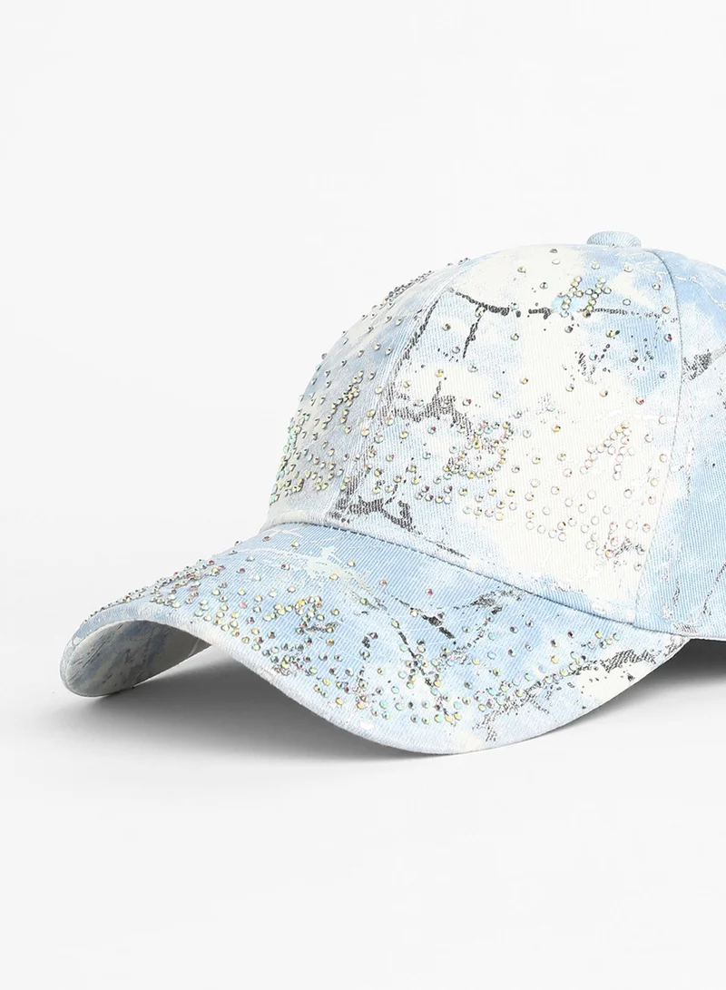 Haute Sauce Studded Ombre Basketball Cap - Sky Blue & Ivory White