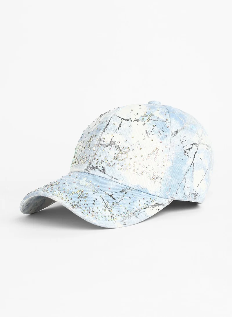 Haute Sauce Studded Ombre Basketball Cap - Sky Blue & Ivory White