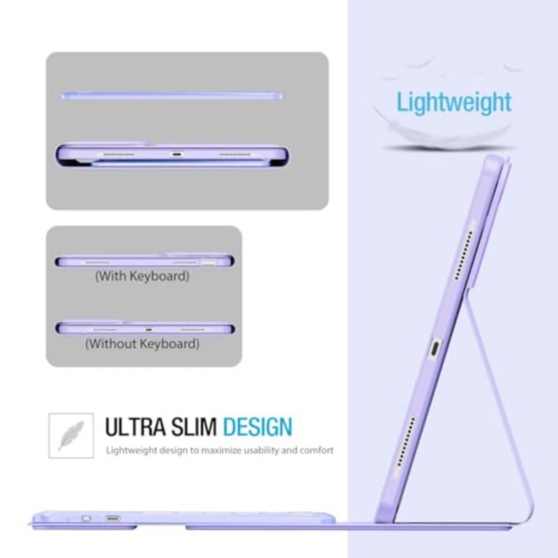 حافظة لوحة مفاتيح مع لوحة لمس لجهاز iPad Air 13 بوصة M4/M3/M2 لوحة مفاتيح قابلة للفصل، لوحة تتبع دقيقة، حامل أقلام رصاص، غطاء واقٍ على طراز الكمبيوتر المحمول للعمل والدراسة والسفر - Image 5
