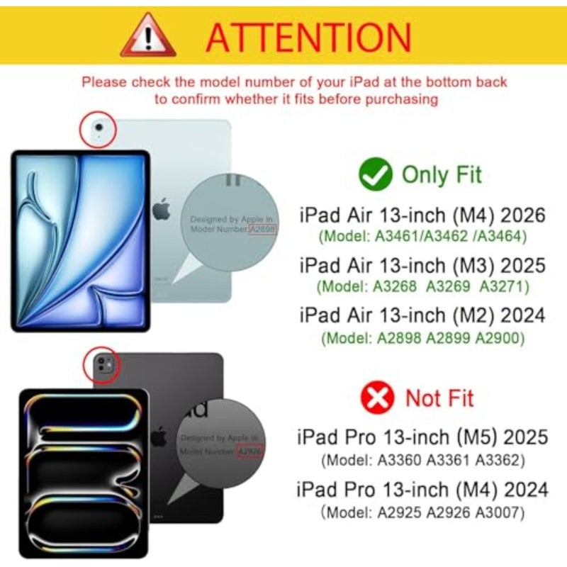 حافظة لوحة مفاتيح مع لوحة لمس لجهاز iPad Air 13 بوصة M4/M3/M2 لوحة مفاتيح قابلة للفصل، لوحة تتبع دقيقة، حامل أقلام رصاص، غطاء واقٍ على طراز الكمبيوتر المحمول للعمل والدراسة والسفر - Image 2