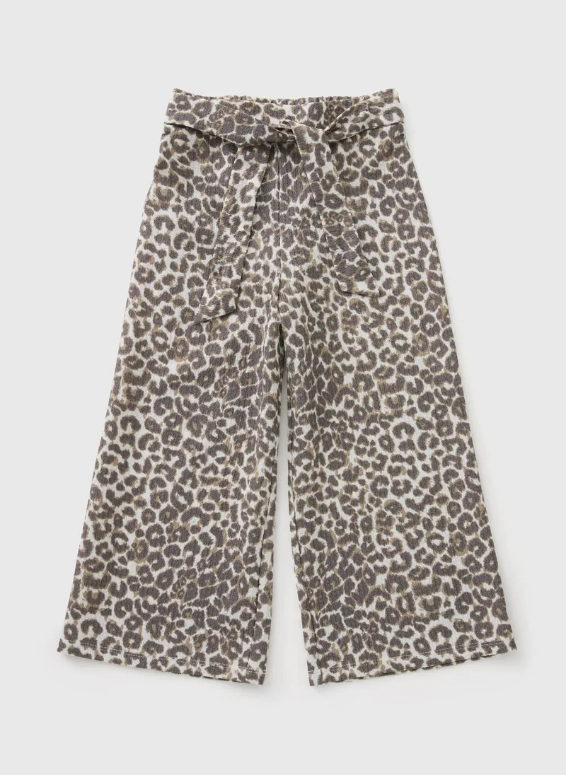 Matalan Girls Leopard Crinkle Culotte Trouser