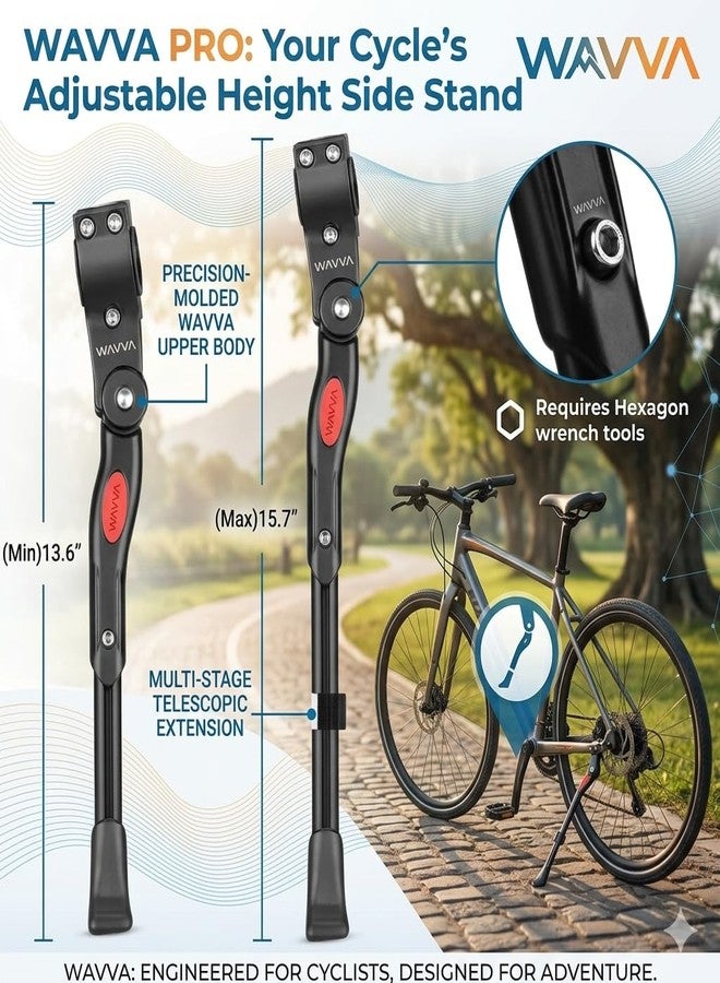 Wavva® Aluminum-Alloy Side Kickstand,Adjustable Support,Kick Stand for Road Bike Mountain Bicycle (Black) - Image 5