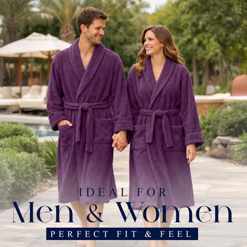 DAN RIVER Premium Cotton Terry Robes for Women and Men, Ultra Soft shower robe with Adjustable Waist Belt and Pockets Pack of 1 - Purple Passion - Image 2