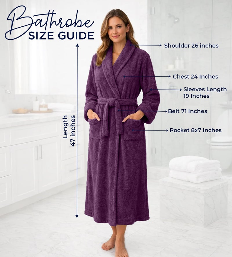 DAN RIVER Premium Cotton Terry Robes for Women and Men, Ultra Soft shower robe with Adjustable Waist Belt and Pockets Pack of 1 - Purple Passion - Image 4