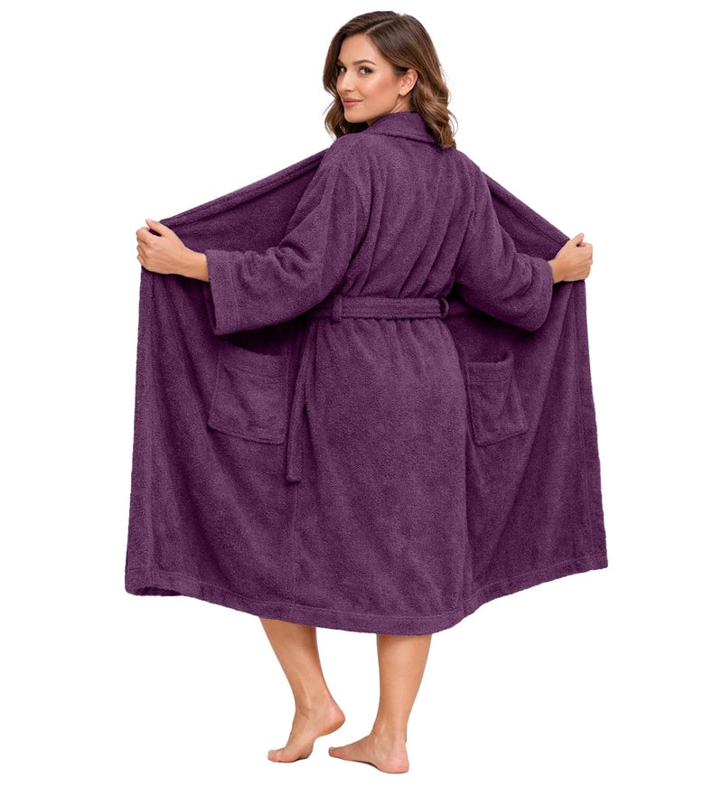 DAN RIVER Premium Cotton Terry Robes for Women and Men, Ultra Soft shower robe with Adjustable Waist Belt and Pockets Pack of 1 - Purple Passion - Image 1
