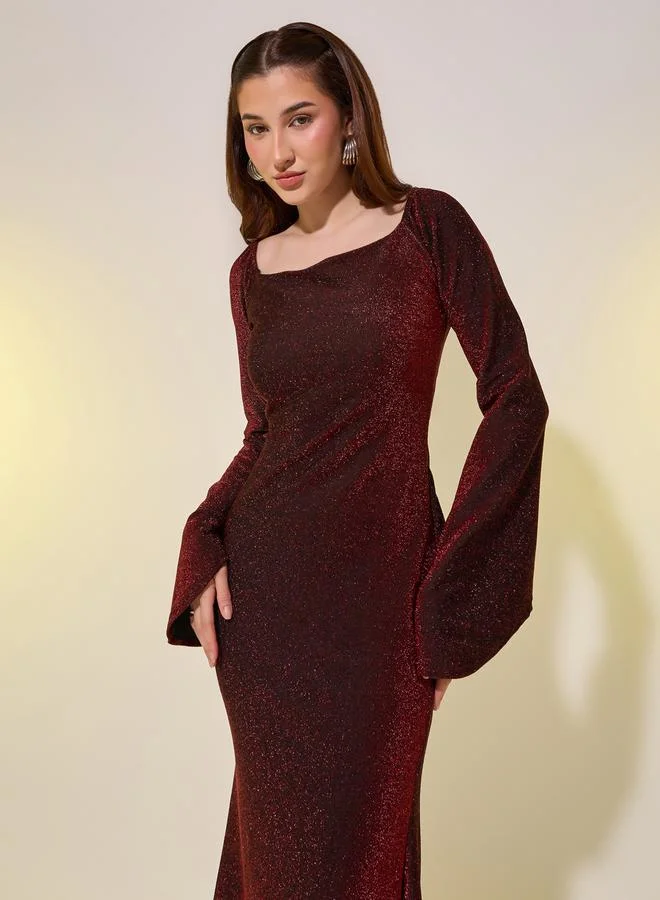 تايك تو Shimmering Long Sleeve Dress
