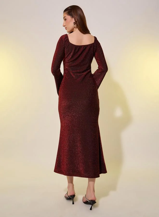 تايك تو Shimmering Long Sleeve Dress