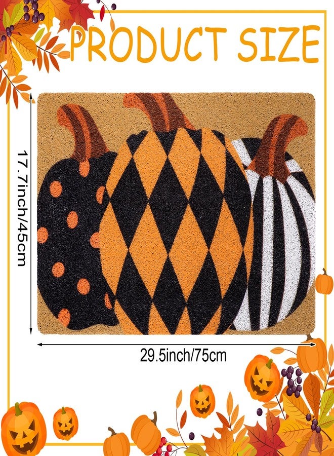 Drydiet Fall Door Mat Pumpkin Doormat Imitation Coir Plaid Pumpkin Outdoor Mat Autumn Farmhouse Floor Mats Entrance Door Rugs for Front Porch Indoor Home Thanksgiving - Image 3