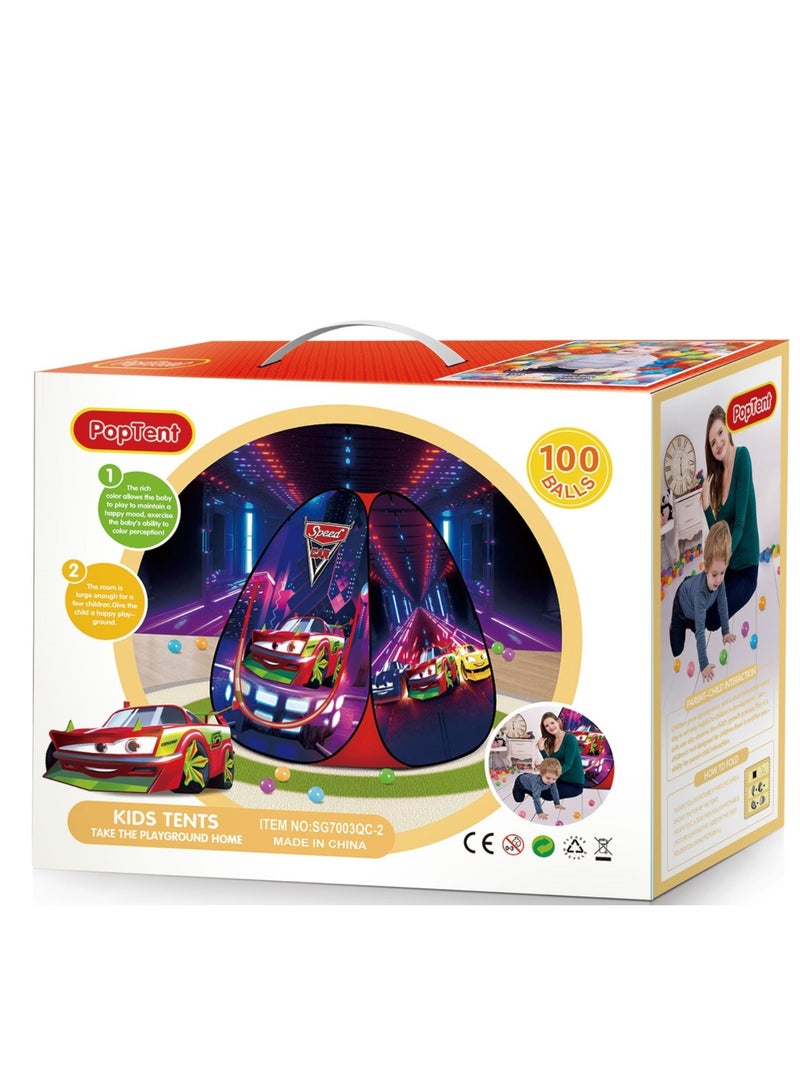 PopTent Speed Car Kids Tent With 100 Balls