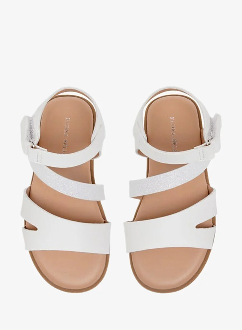 Flora Bella By Shoexpress Girls Strap Detail Sandals with Hook and Loop Closure