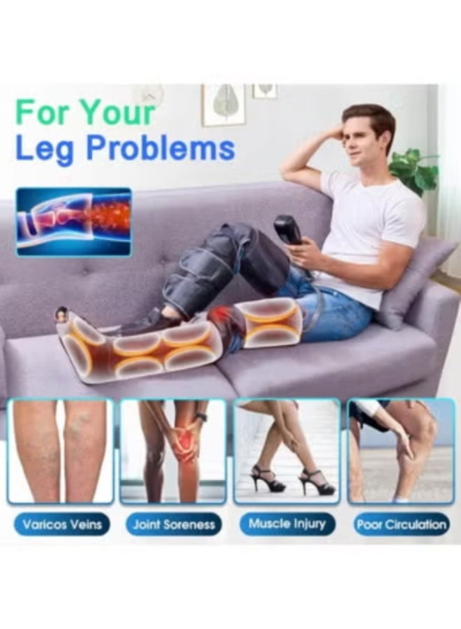 Professional Air Compression Leg Massager with Heat - 4-in-1 Foot Calf Thigh Knee - 4 Modes, 4 Intensities, 2 Heat Levels - Powerful Circulation & Pain Relief Boots Machine - Image 4