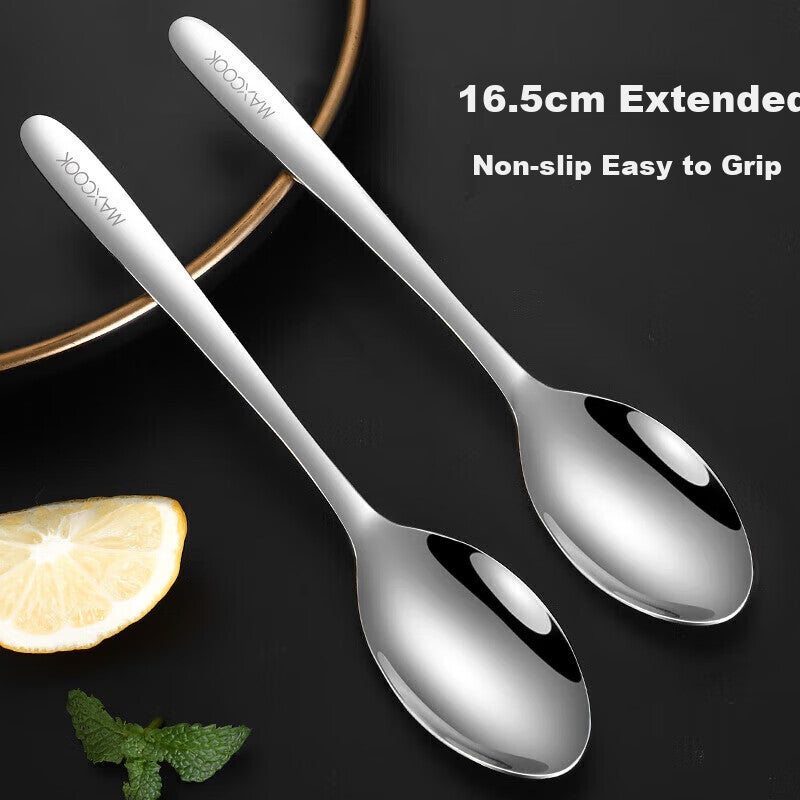 MAXCOOK 316L الفولاذ المقاوم للصدأ حساء مغرفة ملعقة ، اضافية كبيرة سميكة الملاعق الأطفال أدوات المائدة ملعقة الأرز ملعقة كبيرة 2 قطعة مجموعة MCCU4643 - Image 2