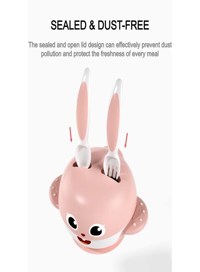 GUCHIGU Meal Bowl with Spoon & Fork Set for Baby/Toddler/Kids | Microwave Safe, Anti Skid, Portable, Unbreakable Baby Feeding Utensil | 1 Bowl, 1 Fork and 1 Spoon | 3 Pcs (Grey) - Image 4