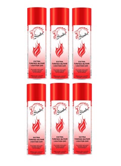 6 Pcs Simba Extra Purified Butane Lighter Gas Refill with Multi Nozzle 250ML Gas Refill Lighter Refill