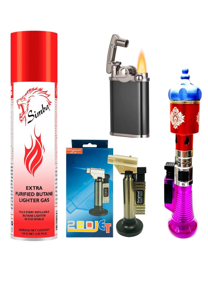 Simba - 6 Pcs Simba Extra Purified Butane Lighter Gas Refill with Multi Nozzle 250ML Gas Refill Lighter Refill - Image 1