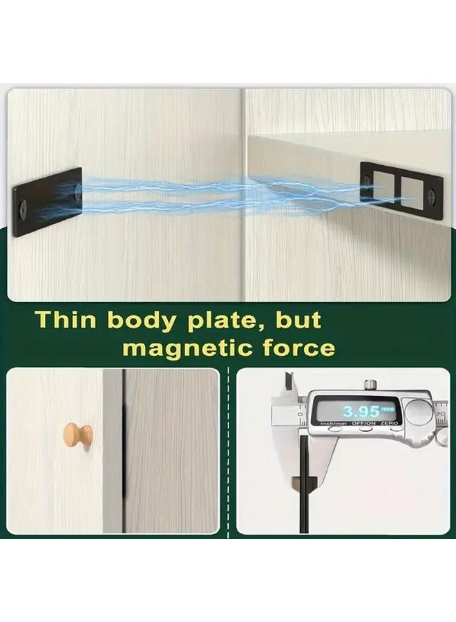 4 Sets Ultra Thin Magnetic Door Catch Heavy Duty 30LB Black Iron Door Holder - Image 5