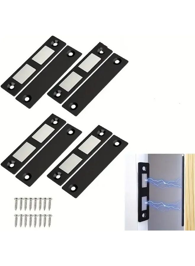 4 Sets Ultra Thin Magnetic Door Catch Heavy Duty 30LB Black Iron Door Holder - Image 1