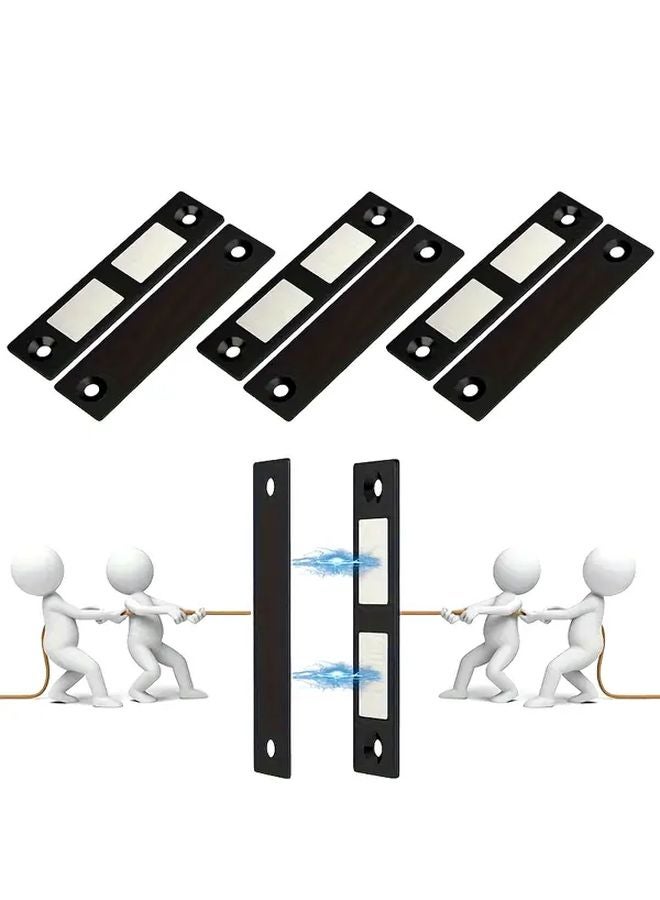 4 Sets Ultra Thin Magnetic Door Catch Heavy Duty 30LB Black Iron Door Holder - Image 4