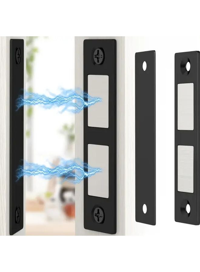 4 Sets Ultra Thin Magnetic Door Catch Heavy Duty 30LB Black Iron Door Holder - Image 2