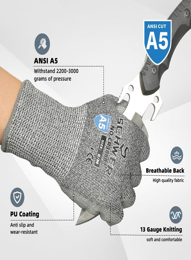Schwer 12 Pairs ANSI A4 Cut Resistant Work Gloves, Cut Proof Gloves with PU Coating, Used for Metal Fabrication, WoodWorking, Construction, Non Slip, Durable, M, CR13001 - Image 3
