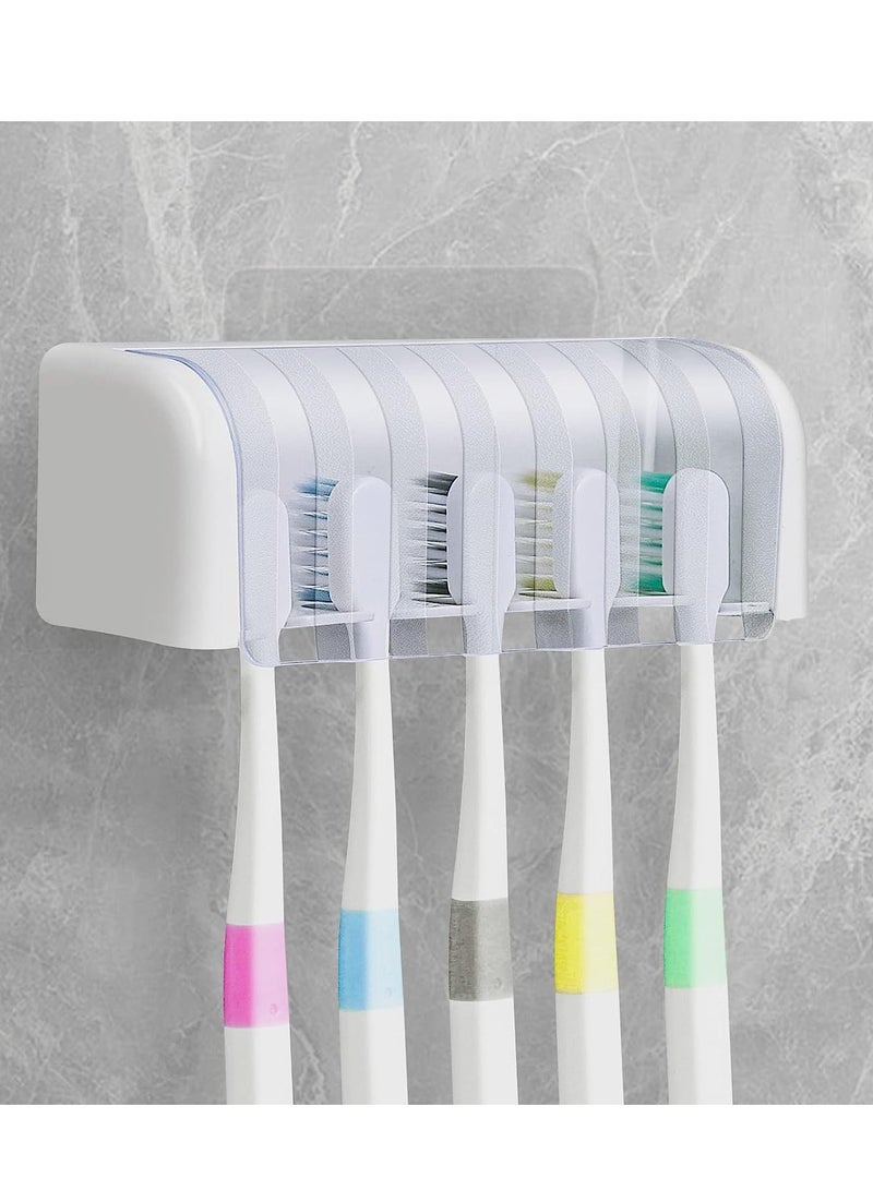 Excefore 5 Slots Toothbrush Holder Wall Mounted with Cover, Toothbrush Organizer Hanger, Self Adhesive Toothbrush Storage Stand Rack for Bathrooms, Hanging Wall Toothbrush Holder for Shower, Mirror, RV - Image 1
