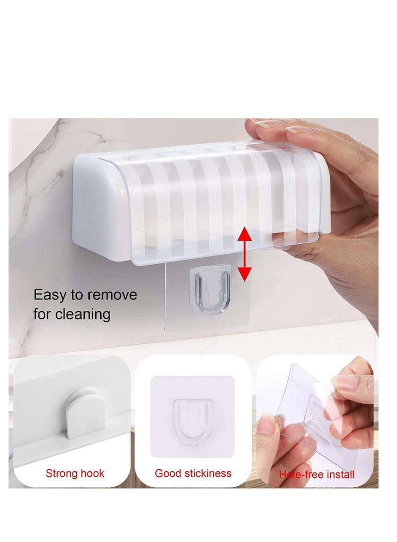 Excefore 5 Slots Toothbrush Holder Wall Mounted with Cover, Toothbrush Organizer Hanger, Self Adhesive Toothbrush Storage Stand Rack for Bathrooms, Hanging Wall Toothbrush Holder for Shower, Mirror, RV - Image 2