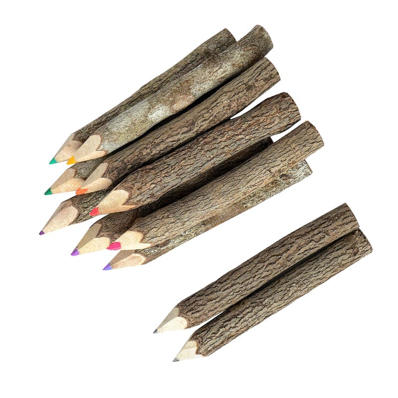 BSIRI Professional Coloring Pencils Assorted-Stick Twig Outdoor Colored Wooden Pencil Tree for Child Camping Decorations Color Wood, Colored Pencils Wedding Decorations (3 Inch Long) - Image 1