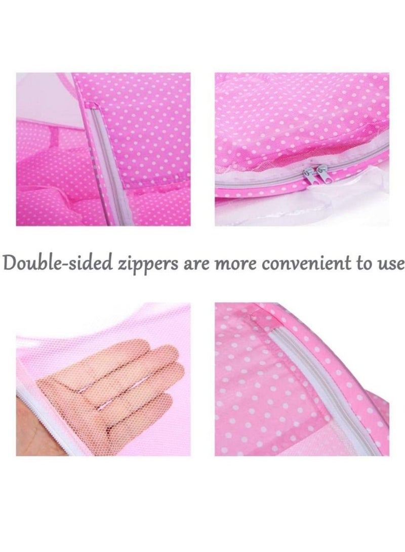 Baby Mosquito Folding Tent With Mattress And Pillow Pink For Infants - Image 2