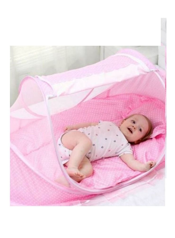 Baby Mosquito Folding Tent With Mattress And Pillow Pink For Infants - Image 5