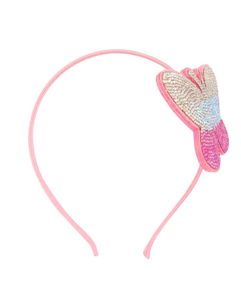 Bowbear Crystal Party Headband, Pink Butterfly - Image 2