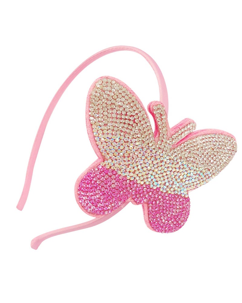 Bowbear Crystal Party Headband, Pink Butterfly - Image 1