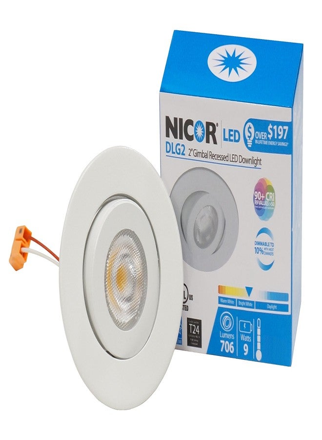 نيكور إضاءة NICOR LED Gimbal Downlight مقاس 2 بوصة باللون الأبيض، 2700 كلفن (DLG2-10-120-2K-WH) - Image 1