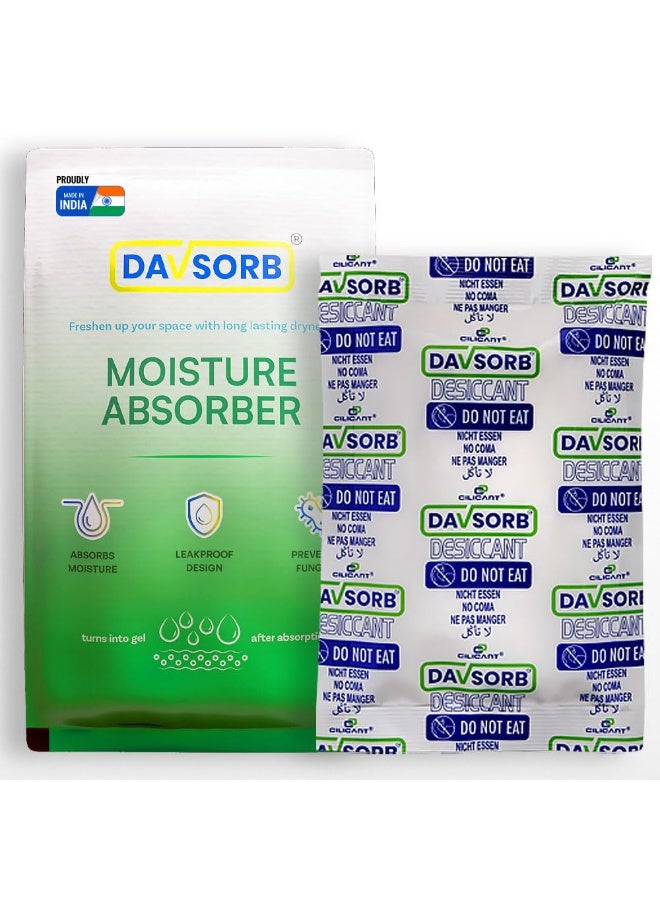 CILICAnT أكياس دافسورب لامتصاص الرطوبة - 100 جرام × 3 عبوات (إجمالي 300 جرام)، مزيل رطوبة مضاد للفطريات للاستخدام في المنزل والسيارات والخزائن ورفوف الأحذية والأجهزة الإلكترونية - أبيض - Image 1