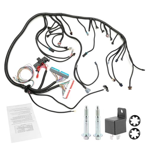 Gledewen حزمة الأسلاك المستقلة، 4L60E DBC، PCM أحمر/أزرق، متوافقة مع محرك GM LS1 Vortec 1997-2006 4.8 5.3 6.0 لتر، حزمة محرك تبديل LS، حزمة أسلاك مستقلة، دواسة الوقود بواسطة الكابل - Image 1