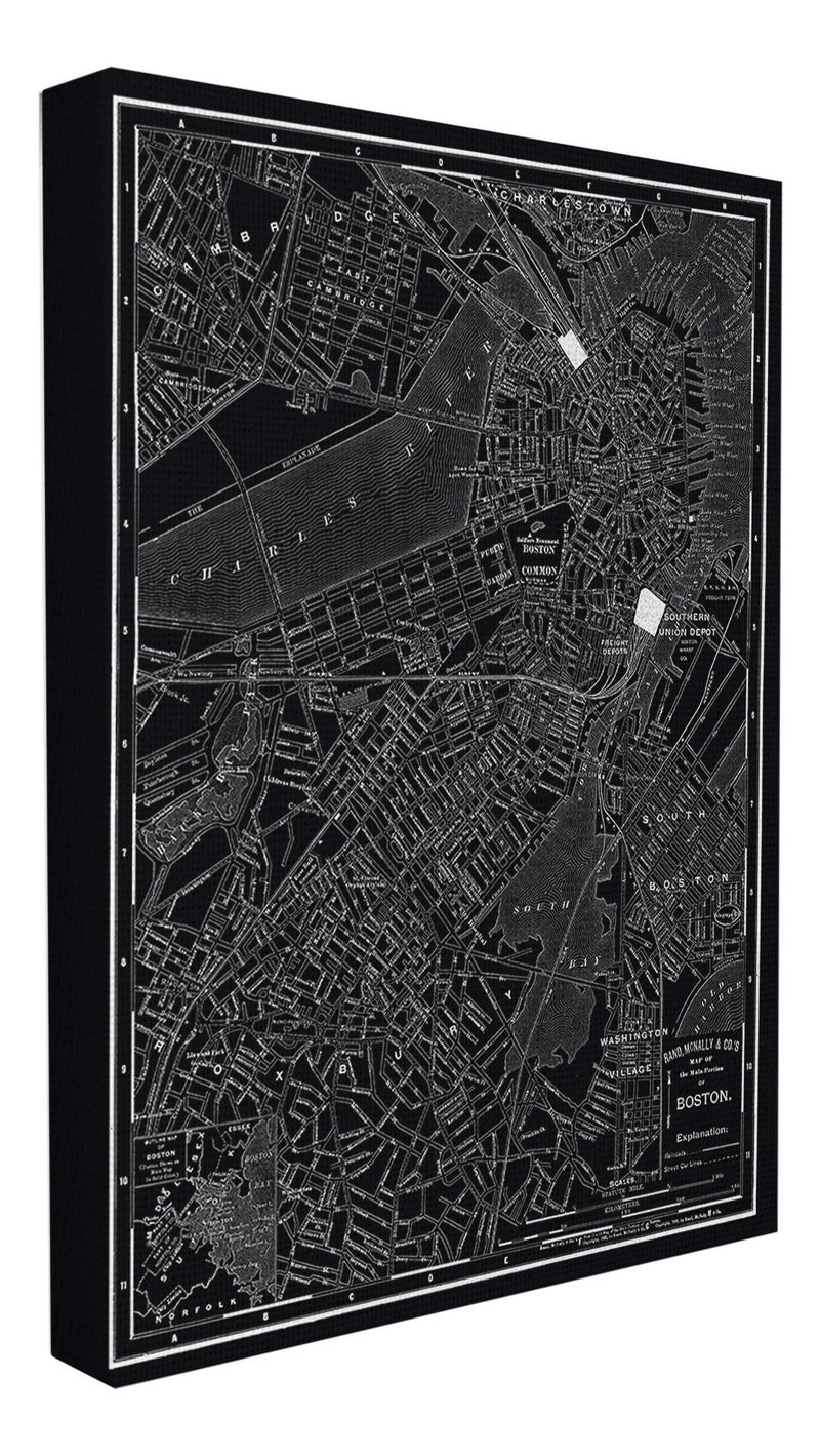 Stupell Home Dcor Boston 1985 Vintage Map Oversized Stretched Canvas Wall Art 24 x 15 x 30 Proudly Made in USA