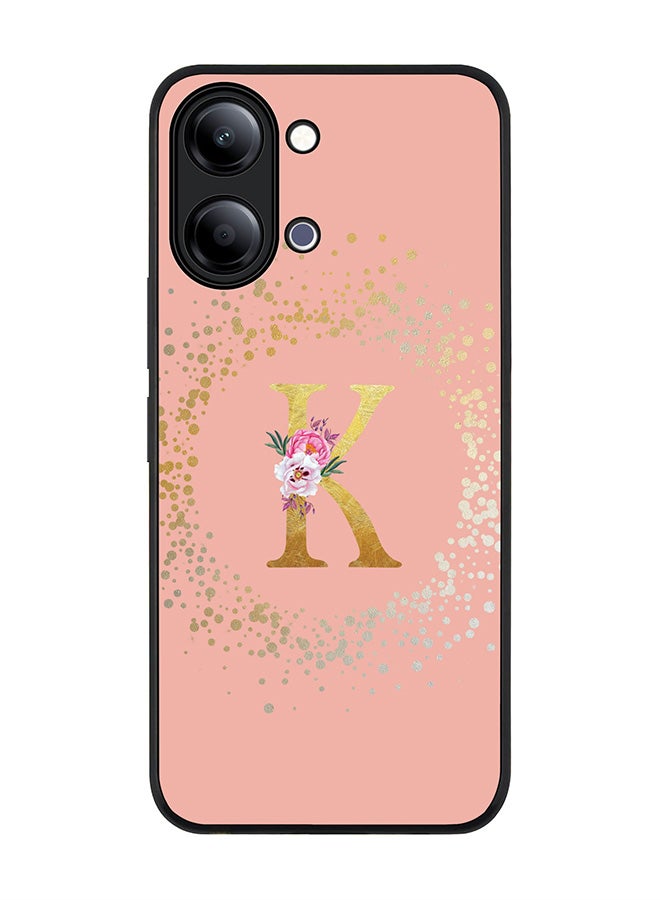 Stylizedd For vivo Y21 / Y11 Case,Slim fit Camera Protection, Shockproof Thin Phone cover  - Custom Monogram Floral - K  (Rose Pink ) - Image 1