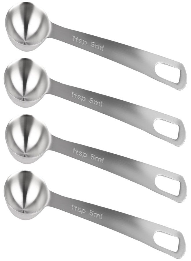 SISABAMA 4 Pcs Measuring Spoons 1Tsp 5ml 1/3 Tbsp Stainless Steel Teaspoon Tablespoon Set Small Metal Table Spoons for Cooking Baking Tea Soup Dry and Liquid Ingredients Kitchen - Image 1