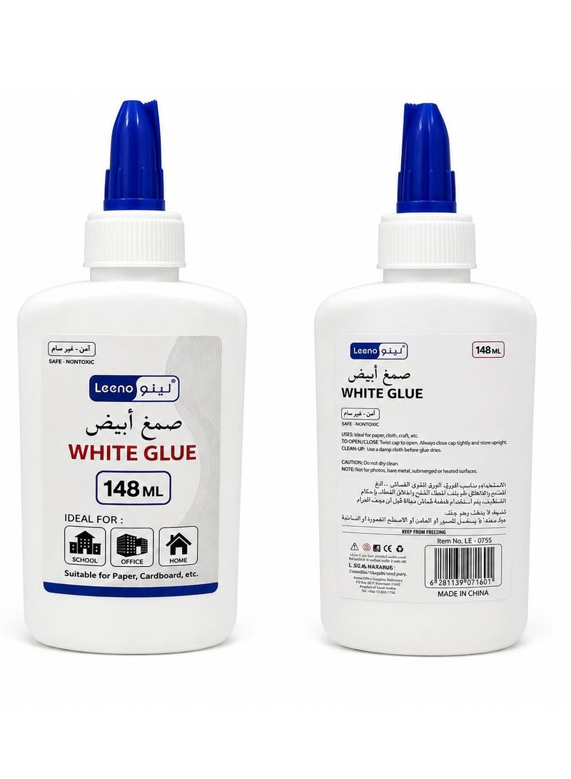 Leeno White Glue 148ml Strong Adhesive for Paper Cardboard Craft School Office Home Use Non Toxic - Image 5