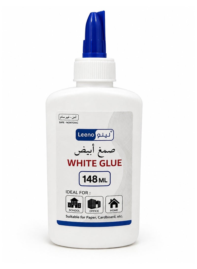 Leeno White Glue 148ml Strong Adhesive for Paper Cardboard Craft School Office Home Use Non Toxic - Image 1