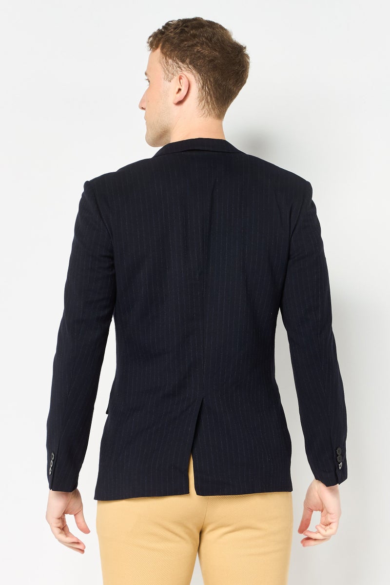 SELECTED Men Regular Fit Plan Long Sleeve Casual Blazer, Navy - Image 3