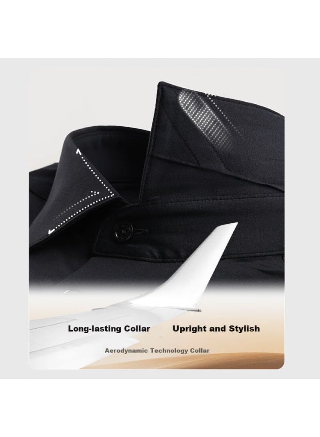 Ouding First-class High-elastic Shirt For Men, Deep Sapphire, Wrinkle-resistant, Non-iron, Long-sleeve Comfortable Shirt, Deep Sapphire Solid Color, Size 41 - Image 2