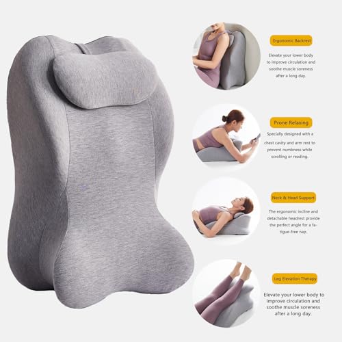 StarAneer Memory Foam Ergonomic Wedge Pillow Reading Pillow Orthopedic Support for Neck Back Legs Ideal for Sleeping Elevating Pressure Relief Removable Washable Cover - Image 3