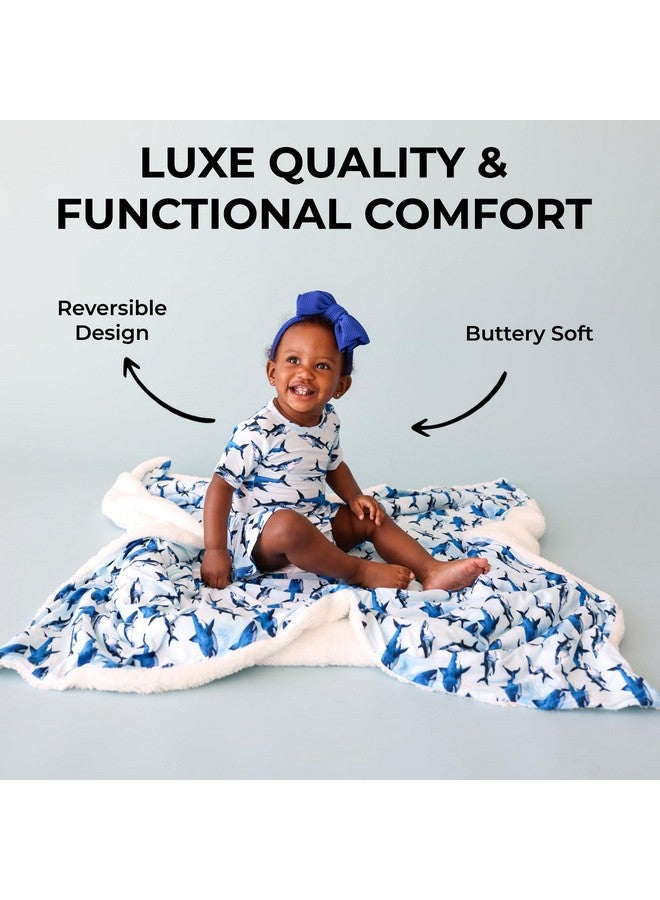 Posh Peanut Super Soft Baby Blankets for Boys, Girls & Newborns - Plush Patoo Stroller Blanket in Viscose from Bamboo (40" x 40") Sharks - Image 2