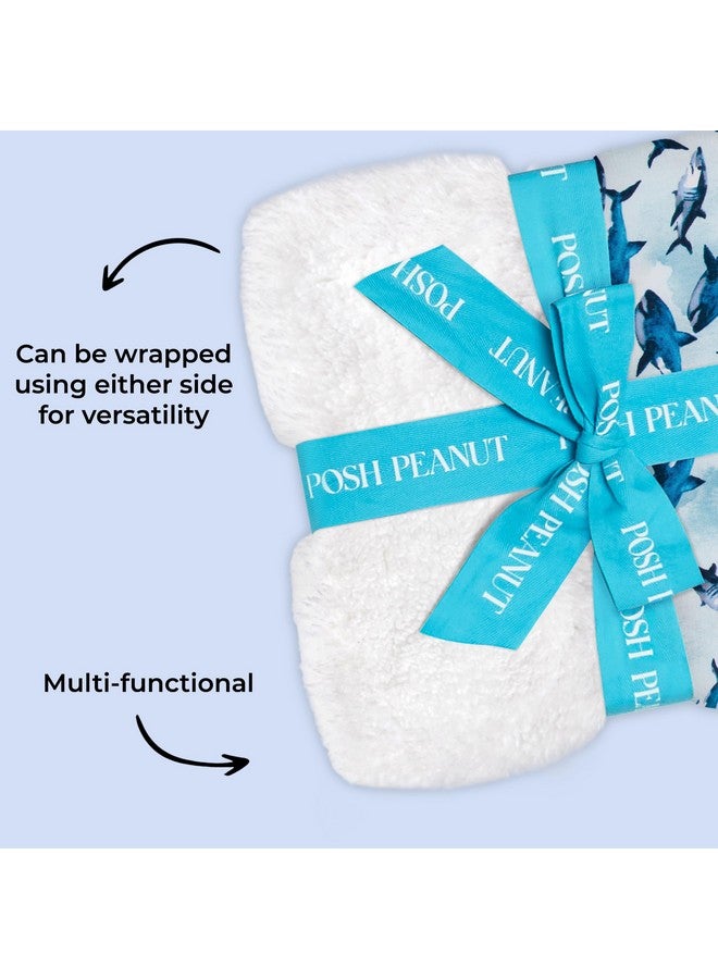 Posh Peanut Super Soft Baby Blankets for Boys, Girls & Newborns - Plush Patoo Stroller Blanket in Viscose from Bamboo (40" x 40") Sharks - Image 3