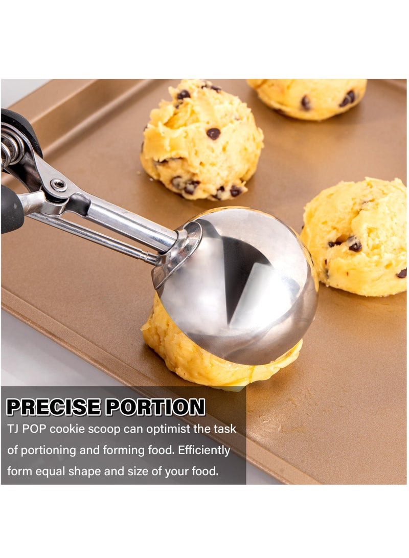 Large Cookie Scoop 3 Tbsp Professional Stainless Steel Ice Cream Scoop 3/4/5cm Cupcake Scoop Muffin Scoop for Baking Good Soft Grips Quick Trigger Release (3 Tablespoon) - Image 5
