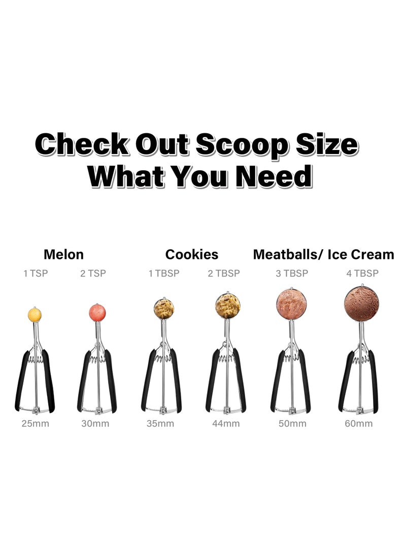 Large Cookie Scoop 3 Tbsp Professional Stainless Steel Ice Cream Scoop 3/4/5cm Cupcake Scoop Muffin Scoop for Baking Good Soft Grips Quick Trigger Release (3 Tablespoon) - Image 3