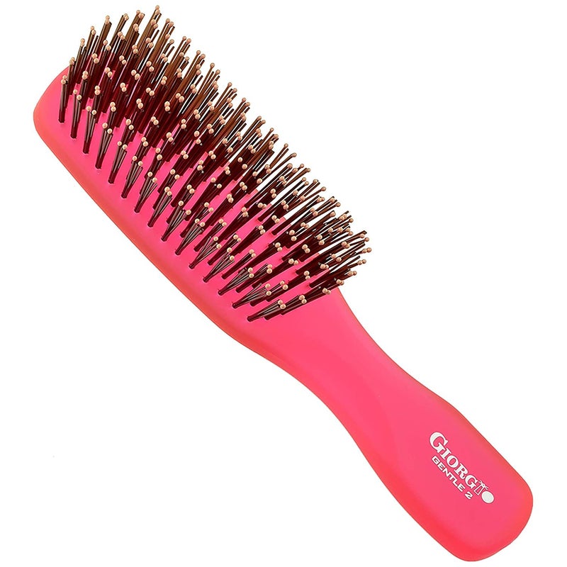 Giorgio GION 2R Neon Raspberry Red Gentle Touch Detangler Hair Brush for Men Women  Kids Soft Bristles for Sensitive Scalp Wet and Dry for all Hair Types Scalp Massager Brush Stimulate Hair Growth